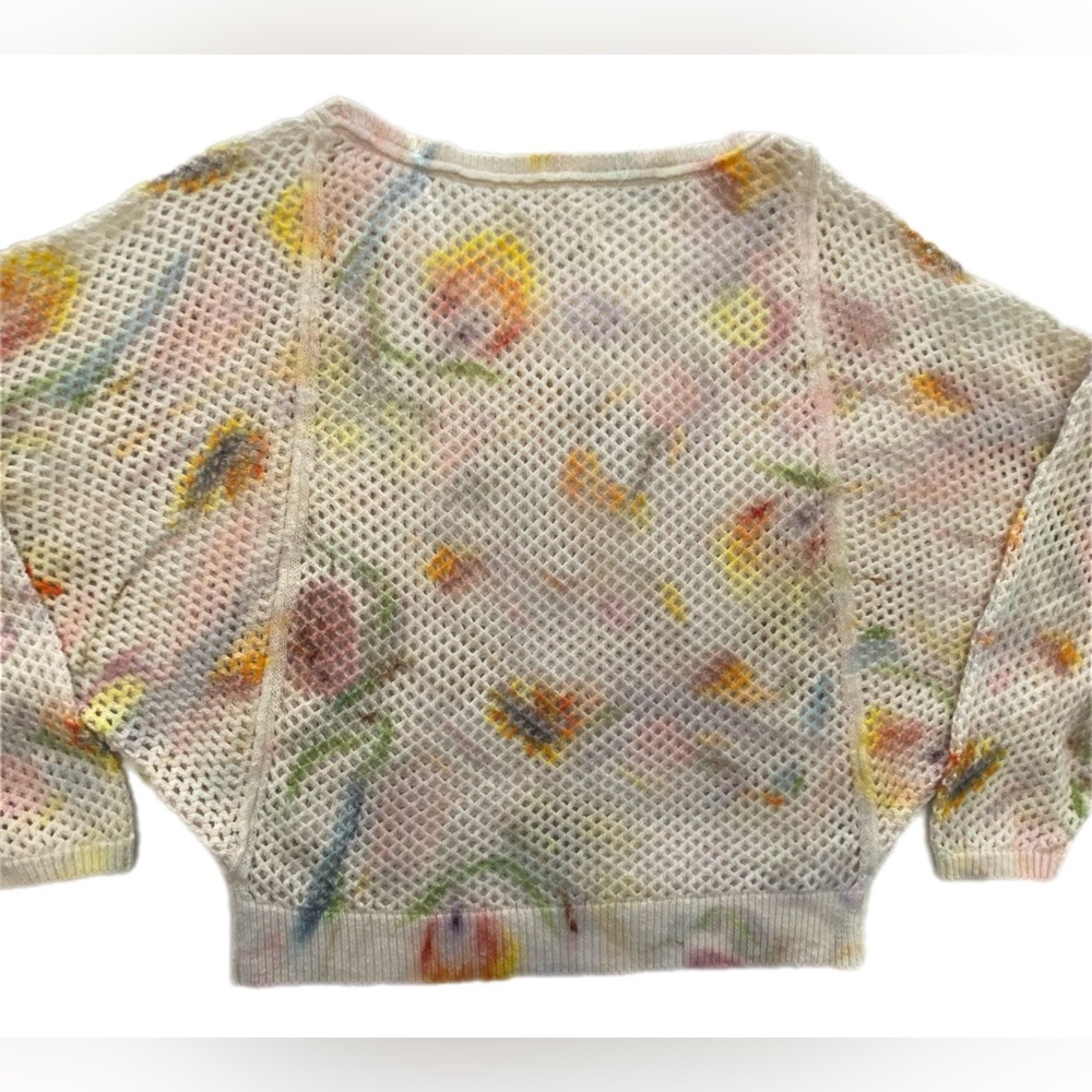 Anthropologie Klaas Jonkman Multicolor Mesh stitch crew neck sweater Medium - Picture 15 of 15